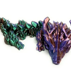 3D Crystal Articulated Dragon Green/Purple/Copper Silk