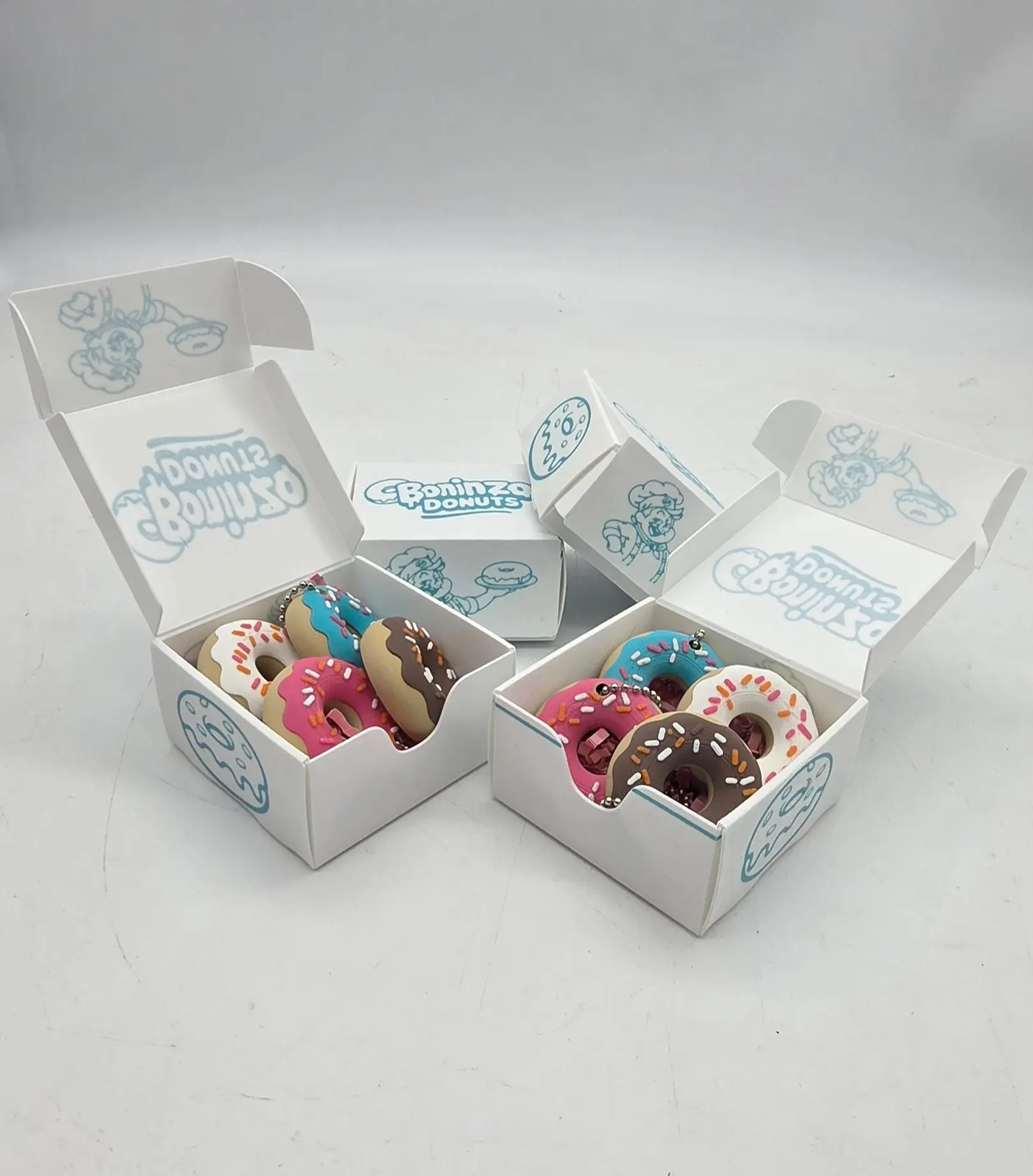 Boninzo Donuts 3D Printed Donut Keychain 4-Pack Gift Set