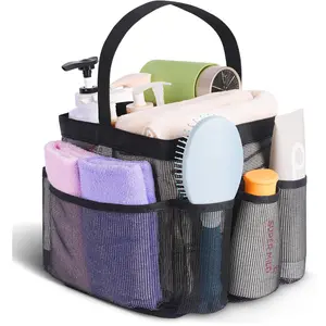 Mesh Shower Caddy Portable for College Dorm Room Essentials,Portable Shower Caddy Dorm with 8-Pocket Large Capacity,Shower Bag for Beach,Swimming,Gym