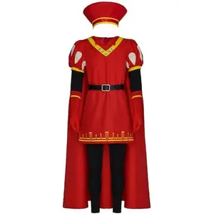 Mens Farquaad Costume Hat Outfits Red Cloak Robe Headwear Full Set Halloween Cosplay Fancy Dress Clothes