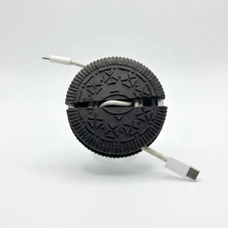 Playful 3D-Printed Matte Finish Cookie Cable Winder - Portable Desk Organizer Accessory for Lightning, USB-C Cable Storage (Office Stationery & Computers)