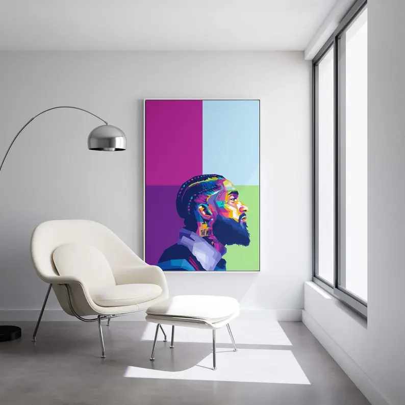 Nipsey Hussle - Side Portrait - Pop Art, Large Canvas Wall Decor Art Poster Unframe