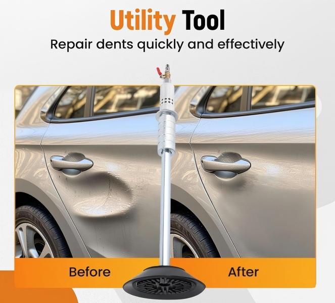 Upgraded Pneumatic Car Dent Puller Kit with Slide Hammer & 3 Sizes Suction Cups, Auto Body Dent Repair Tool, Multi-Function Manual Tool Accessory