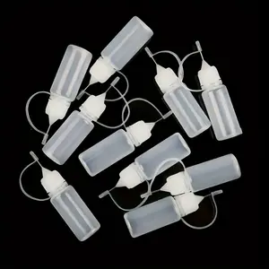 10pcs Plastic Material Process Tool Empty Plastic Bottle, Glue Applicator Needle Tip Extrusion Bottle