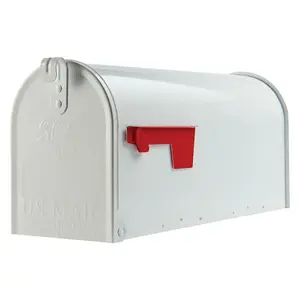 Elite Classic Galvanized Steel Post Mount Mailbox, White