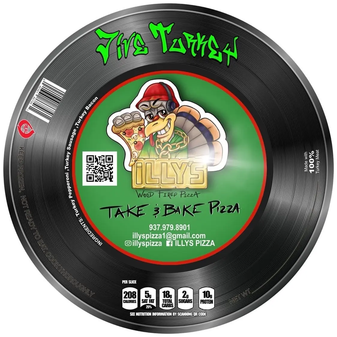 10” Jive Turkey Frozen Pizza with All Turkey Substitutes - Instant Food. Sipping materials are included into the final cost of the product.