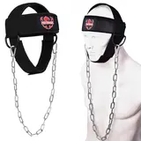 Fightsense Neck Harness for Training Padded & Adjustable Strap with Steel Chain Ultra Durable Neck Exerciser for Boxing Home Gym Glute Workout Equipment