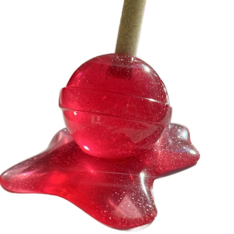 Retro Resin Art Melted Lollipop Ring & Pen Holder Desk Decor Candy Art Glitter Finish