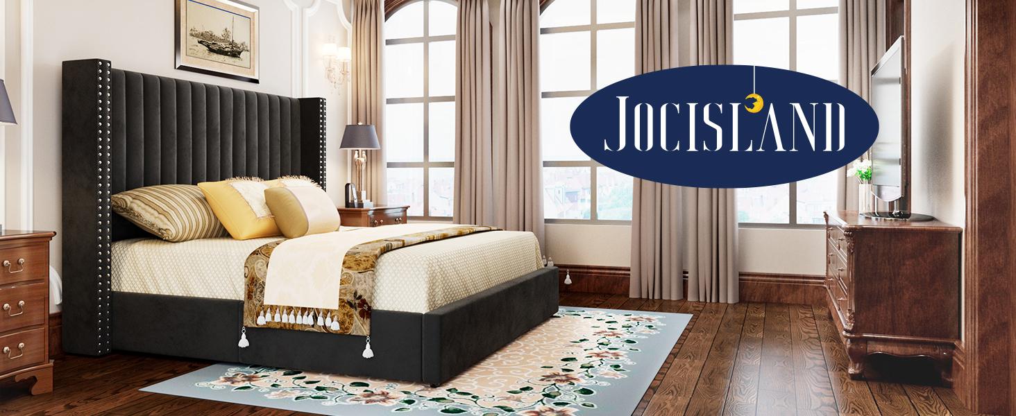 AMERLIFE Bed Frame with Headboard Lift Up Storage Bed, Velvet Upholstered Bed Frame With Channel Tufted Wingback Headboard/Christmas Gift/Best Gift Ideas