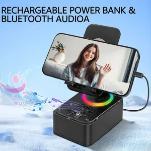 【Valentine's Day gift】 Wireless Audio Bluetooth Speaker, 360°Foldable for Phone or Pad, 3in1 Cellphone Holder, with USB EmergencyRechargeable (1200mAh), LED Nightlight, For Home, Car, OutdoorGifts for Friend, Family