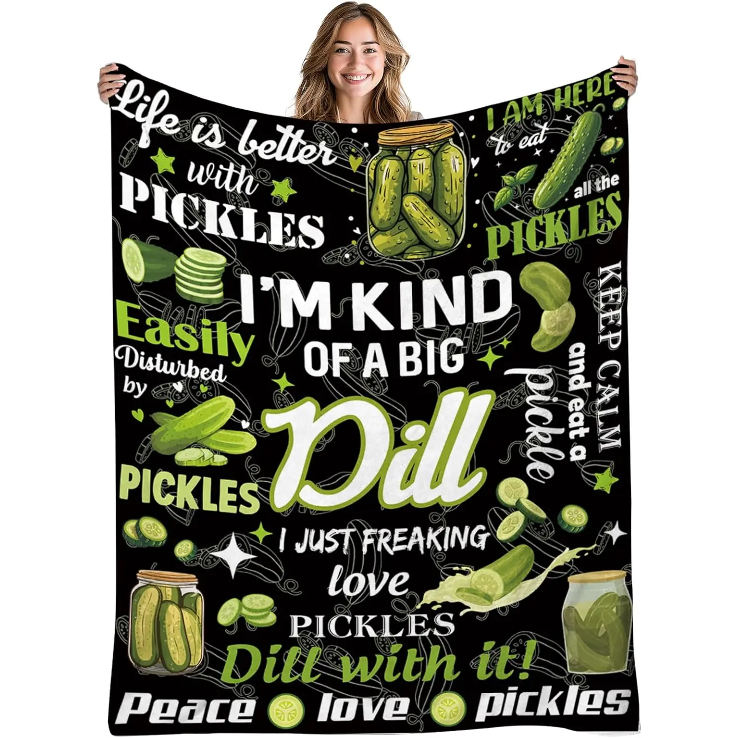 [Back to School]  Funny Pickle Blanket, Gifts for Pickle Lovers, Pickles Birthday Gifts for Women Men, Kids, Soft Warm Blanket for Pickles Lovers, Back to School Gift for Couch Sofa Christmas Thanksgiving