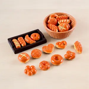 15-Piece Miniature Simulation Bread and Basket Dollhouse Food Set - Suitable for Dollhouse Miniature Scenes, Collectible Display, and Role-Playing Mini Kitchen Accessories - Includes Mini Bread Model, Pretzels, and Storage Basket - Miniature Food Models