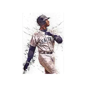 Ken Griffey Jr Poster Baseball Art, Baseball merch, Picture Paintings for Living Room, Bedroom Decoration, baseball player picture