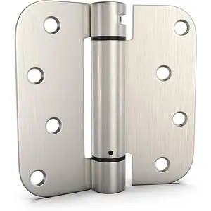Pack of 2 4 inch Self-Closing Spring Door Hinges, Satin Nickel Heavy-Duty Hinges for Interior and Exterior Doors, 5/8" Radius Corners