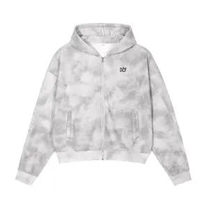 DĒF  Washed Zip-Up Fleece Hoodie
