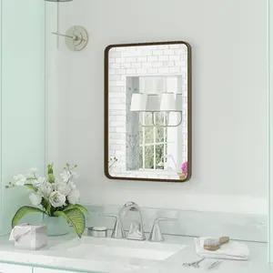 20x30 Inch Rectangle Oil Rubbed Bronze Mirror Deep Frame Mirror, Bathroom Mirror Oil Rubbed Bronze, Decorative Wall Mirror, Champagne Bronze Mirror, Framed Mirror for Bathroom Vanity