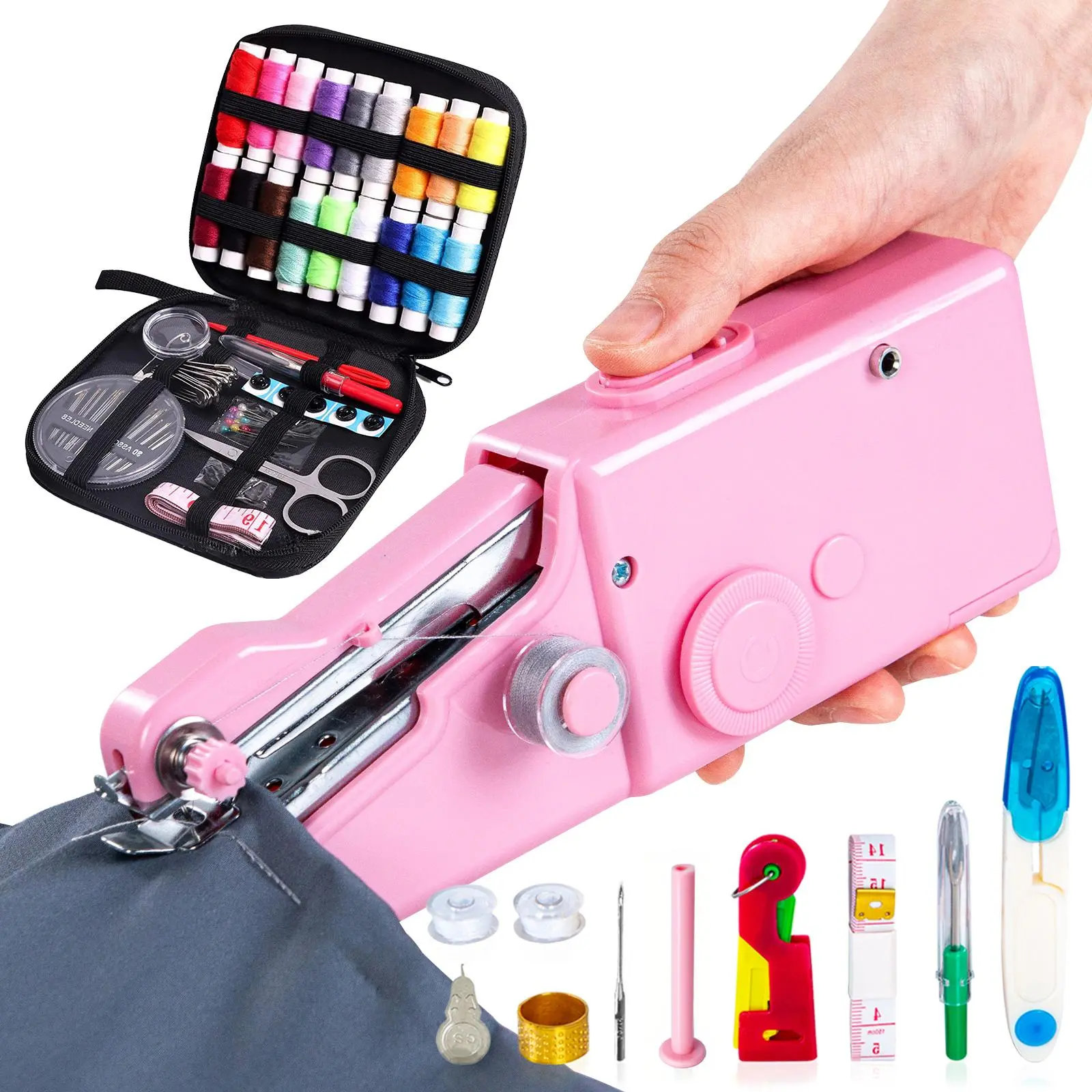 Handheld Electric Sewing Machine, Portable Quick Stitch Hand Sew Tool, Mini Sewing Machine for Emergency Clothing Repair, Travel Home Sew Accessories