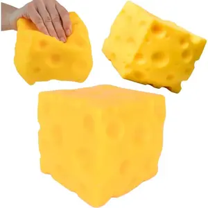 Squishy Cheese Block - Yellow, moldable fidget Toy with Squeeze Feature, Ideal for Play and Relaxation