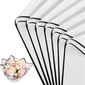 White Flower Wrapping Paper -20 Sheets, Floral Bouquet Wrapping Paper, Matte with Black Edges,  for Graduation Christmas Valentine's Day Birthdays  Packing