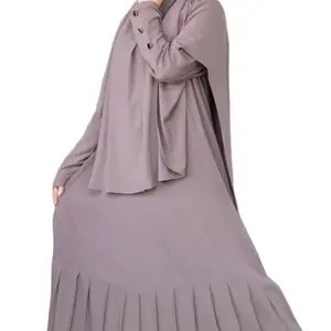 Brown Abaya - Long Sleeve Top with Ruffled Hem, Comfortable Fit, Versatile Style for Various Occasions