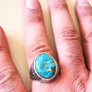 Vintage Bohemian Ring with Turquoise & Orange Stone – Unique Unisex Gift for Birthday, Anniversary, or Everyday Fashion Statement
