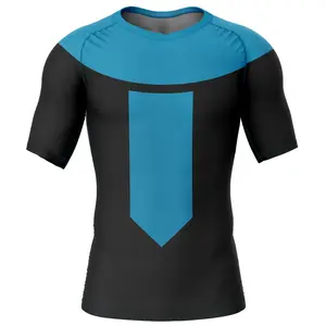 Invincible Blue Rash Guard 3D T-Shirt All Over Printed For Men And Women