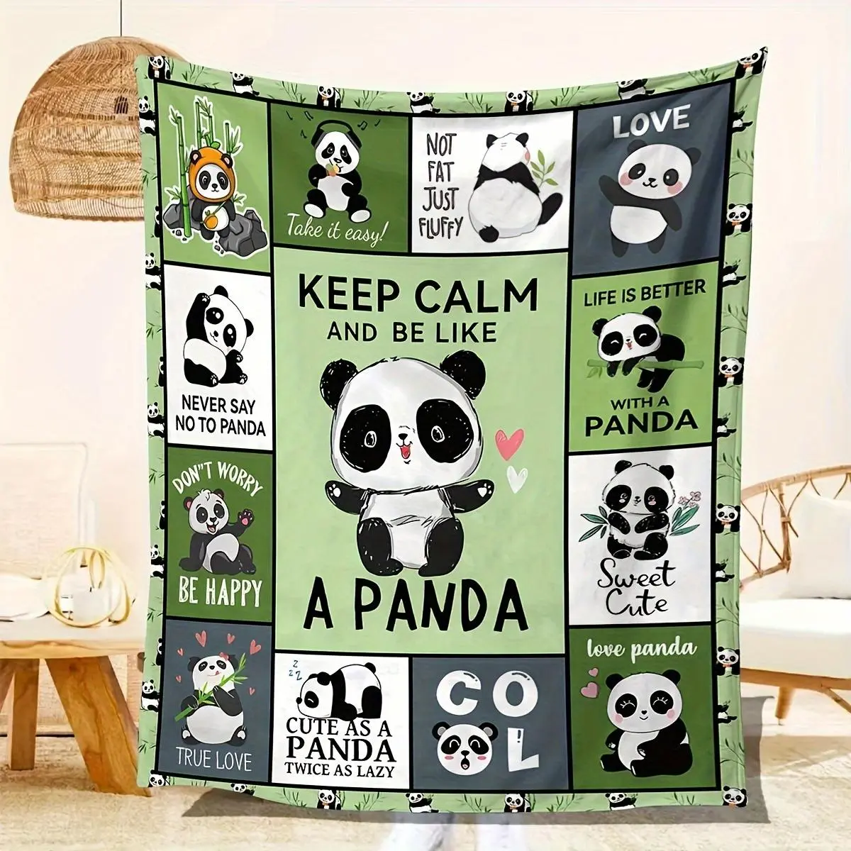 Cute Panda Pattern Blanket, 1 Count Soft Comfortable Throw Blanket, Cool Bedroom Bedding Blankets, Warm Napping Blanket for Home Office Travel