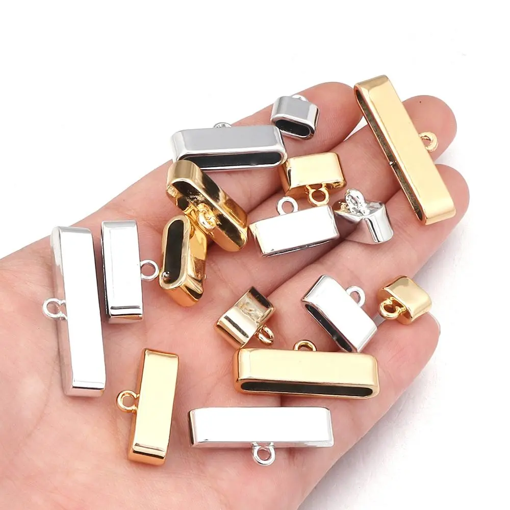 10pcs Alloy Metal End Caps Crimp Beads Clasp DIY Bracelet Necklace Flat Leather Cord End Clasps Connectors for Jewelry Making