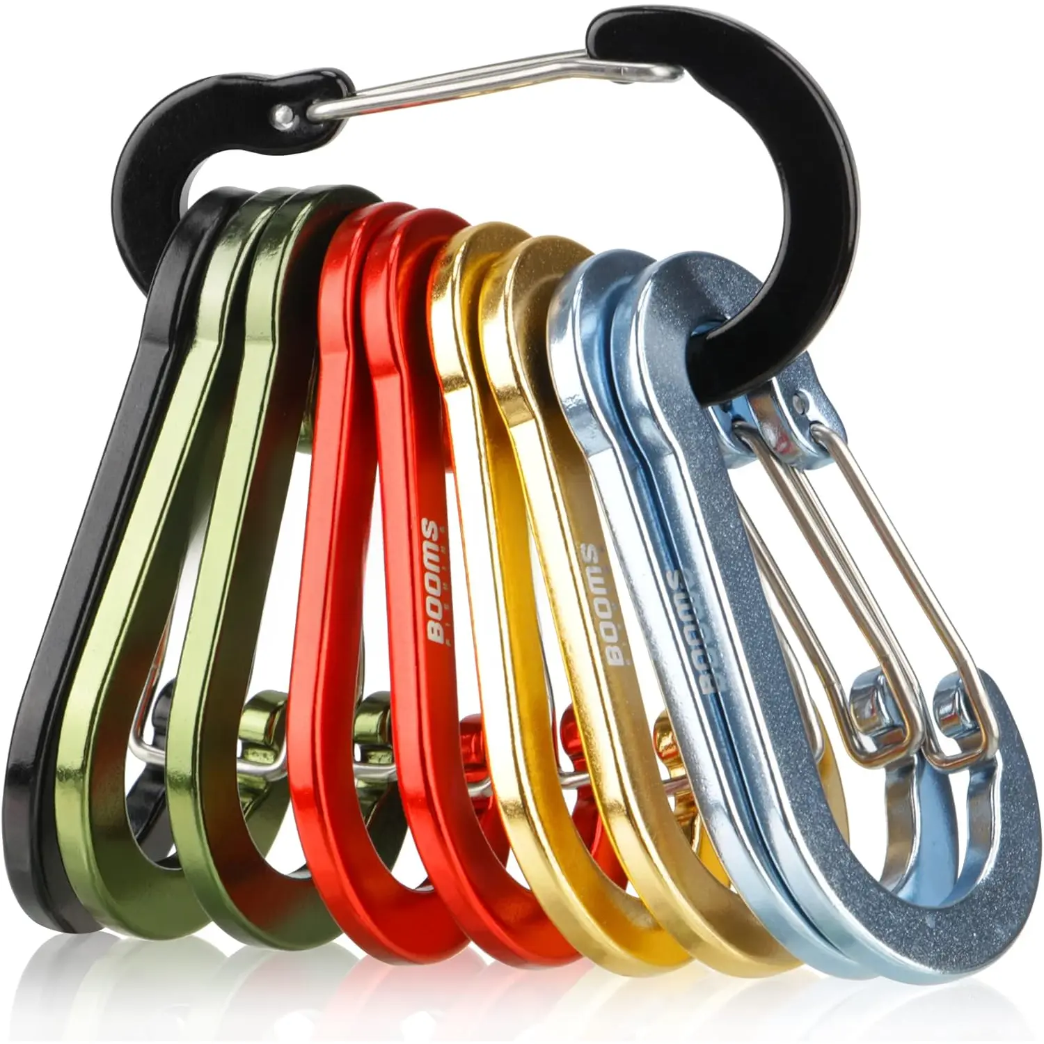 CC5 Multi-Use Carabiner Clips, 10 Pack 2.7" Small Caribeener Clips, Mini Keychain Aluminum Caribeaner Clip