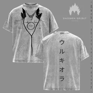 Cifer Espada Four Anime T-Shirt, Bleach Vintage Washed Graphic Tee, Dark Hollow Wing Artwork Shirt, Oversize Urban Streetwear Style, Anime Collector Tee