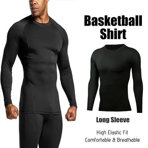 PSYCHE Buy 1 Take 1 Male Long-Sleeve Polyester Compression Shirts - Solid Color Activewear with High Elastic Fit, Excellent Elasticity, Quick-Drying Breathable Fabric, Comfortable Cool All-Day Wear for Gym, Running