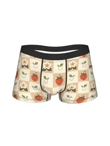 1 piece Cottage Strawberries Pattern bunny Underpants Homme Panties Men's Underwear Comfortable Shorts Boxer Briefs