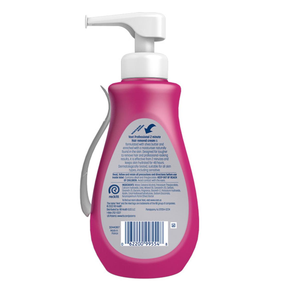 Veet Professional Dermatologically Tested 13.5 Fl Oz. 2 Minute Hair Removal Cream with Spatula for Arms, Underarms, Legs & Full Bikini