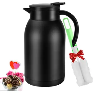 Stainless Steel Thermal Coffee Carafe Dispenser 40oz 1.2L Unbreakable Double Wall Vacuum Flask Water Tea Pot Beverage Pitcher for Hot Coffee Black