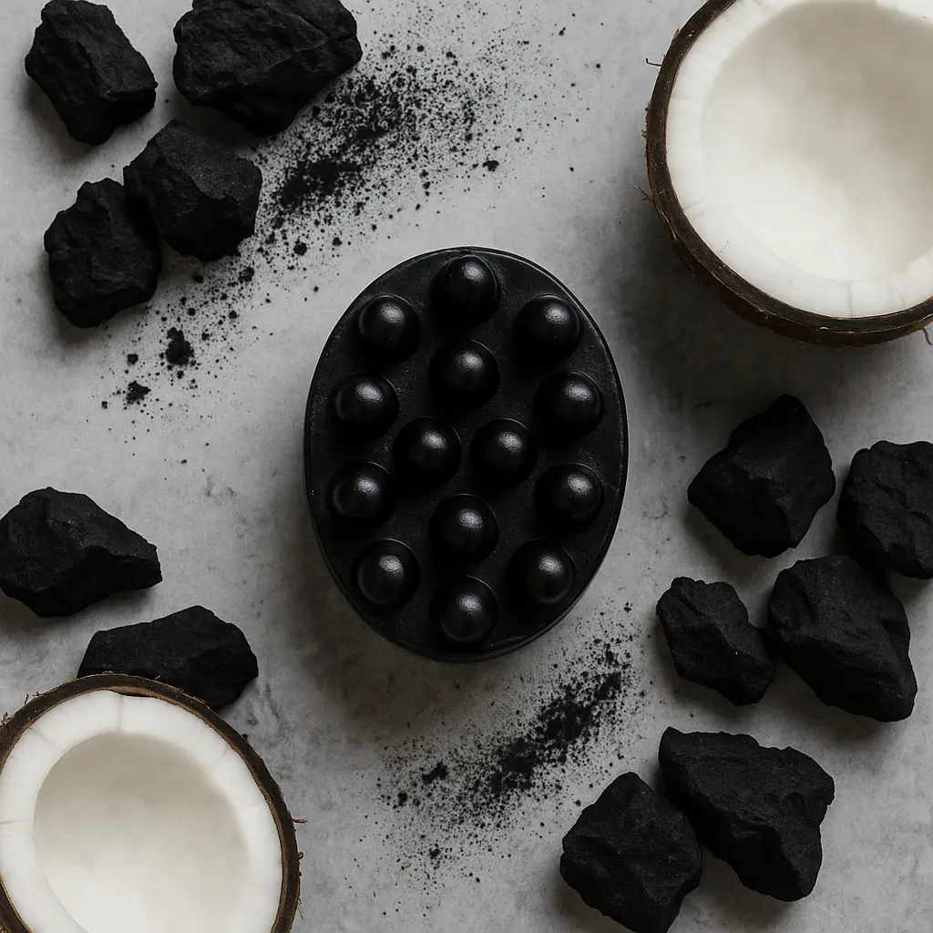 Mens Charcoal Soap Bar W/ Activated Charcoal | Deep Clean Mens Exfoliating Soap For Ingrowns and Stubble | Mens Activated Charcoal and Coconut Oil Full Body Cleanser Bar Soap