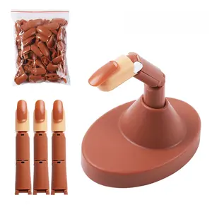 Nail Trainer Practice Finger with Base & 100 Detachable Nail Tips for Manicure and Nail Art Skills Development
