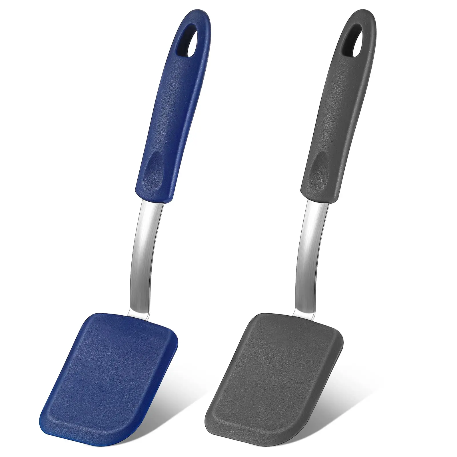 Cookie Spatula Turner 2 Pack Mini Brownie Spatula Flexible Kitchen Small Silicone Spatulas for Nonstick Cookware Heat Resistant No Scratch Flipper Baking Utensils for Egg Plastic Holes