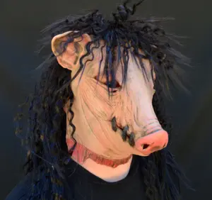 Pig Mask Saw Wrong Turn Creepy Pig Halloween mask with hair Accessories Hand