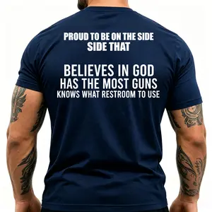 Monkeysober Proud To Be On The Side Side That Believes In God Has The Most Guns Knows What Restroom To Use Men's Back T-shirt