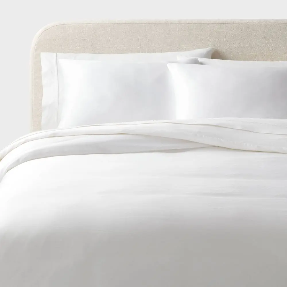 Full/Queen TENCEL Duvet Cover and Sham Set White - Threshold: 320 Thread Count OEKO-TEX Certified Cooling Satin Weave