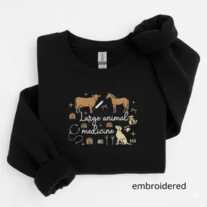 (Ship from US) EMBROIDERED Large Animal Pullover - veterinarian medicine Sweatshirt - animal hospital Sweatshirt - Country Vet - Farm Vet Tech Womenswear