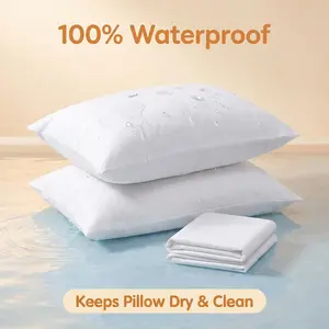 [Memorial Day Sale]Noiseless & Liquid Proof Pillow Protectors 4 Pack | NTBAY Soft Jersey Waterproof Pillowcases, 360° Stain Enclosure Shells with Hidden Zipper, Pure White (Set of 4)
