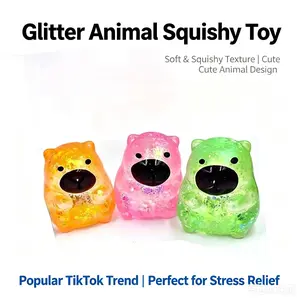 Glitter Capybara Squishy Toy - Viral TikTok Stress Relief Squeeze Toy, Slow Rising Sensory Fidget Toy for Kids & Adults, Cute Kawaii Capybara Decompression Toy