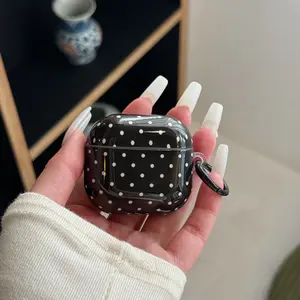 Minimalist Fashion Plain Color Cute Small Polka Dot Earphone Case + Lanyard, Fits AirPods 4/3 Pro/pro2/2/1, Durable & Secure Closure