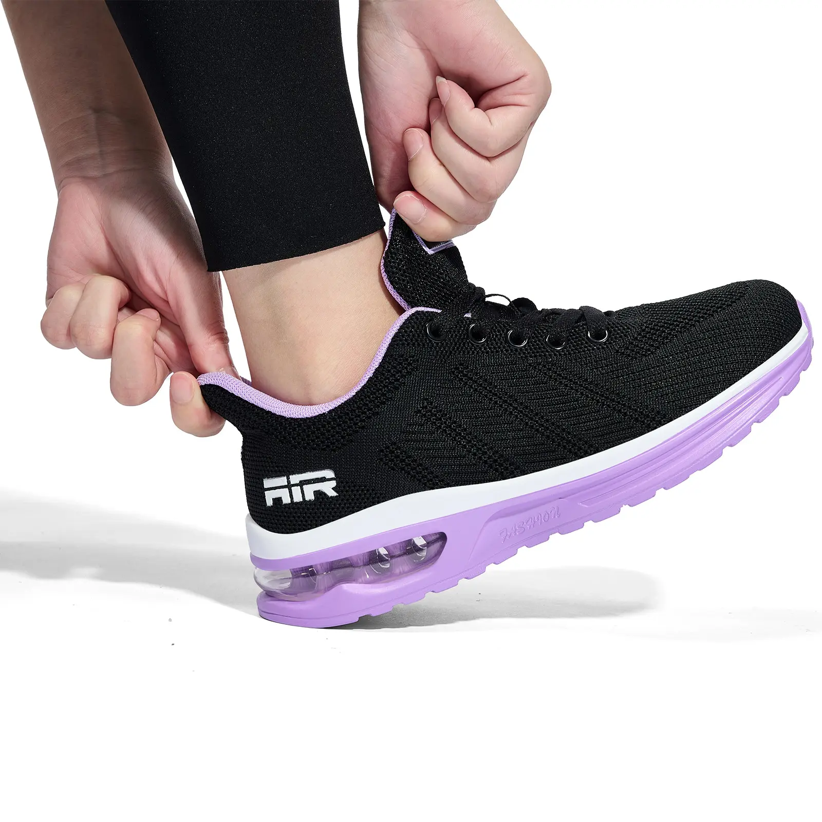 Women's Fitness Athletic Running Trainers - Less Than Ankle Gradient Mesh Nylon Lace-Up, Thick Damp Cushion Memory Foam Air Cushion, Anti-Collision Rubber Sole, Colorful Hybrid Running Shoes for Gym & All-Day Standing, All Seasons