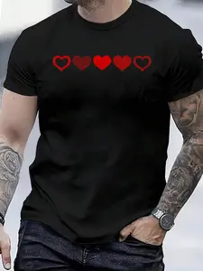 100% Cotton Valentine's Day Red Heart Design for Men, Women & Youth T-Shirt Women's Men's Graphic Tee Crew Neck summer vacation Tops