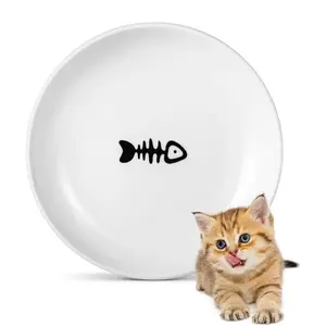 Creative Ceramic Cat Food Bowl, Non-Slip Pet Dish for Cats, Fish Bone Design, Ideal for Small Cats and Small Animals, Home Use