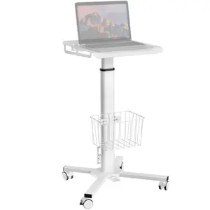 Mobile Laptop Cart on Wheels with Load up to 17.6 lbs, Small Rolling Standing Desk Adjustable Height