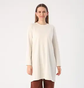 Modest Muslim Women's Cotton Long Sleeve Shirt - 52049 Stone Beige