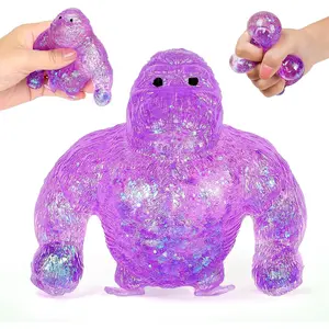 Squishy Fidget Monkey Stress Balls, Monkey Malt Sugar Ball Squishy Toys for Adults, Sensory Stress Relief Toys, Animal Squeeze Stretch Fidget Toys Birthday Gift for Kids (Purple)